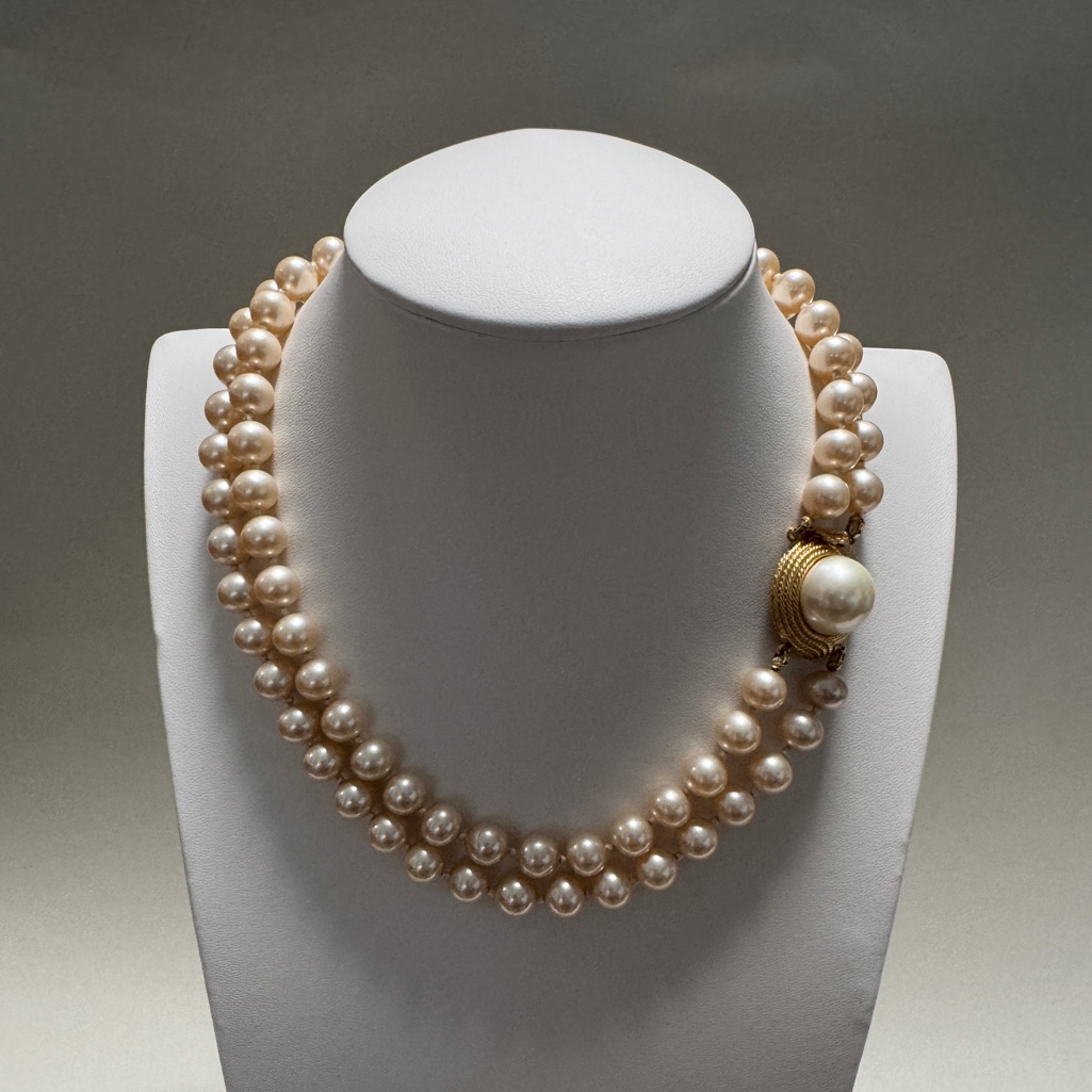 Vintage Ciner Two Strand Pearl Necklace 285$
